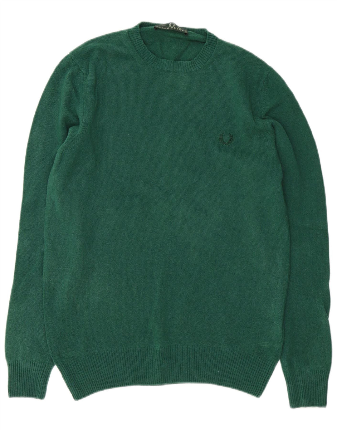Pulover Fred Perry pentru bărbați, cu gât crew, lână verde mediu