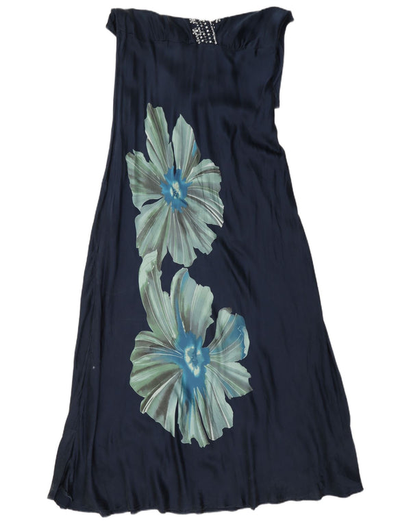 Rochie maxi fără mâneci pentru femei Principles UK 14, mare, bleumarin, mătase florală