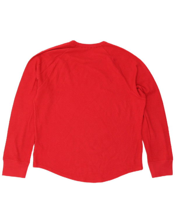 Top grafic Hollister pentru bărbați, cu mânecă lungă, XL, roșu, bumbac color bloc