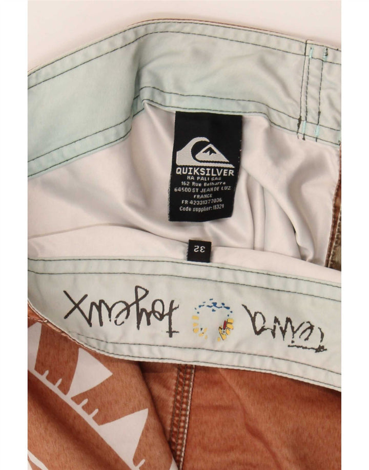 Pantaloni scurți de înot grafic Quiksilver pentru bărbați, maro mediu, poliester geometric