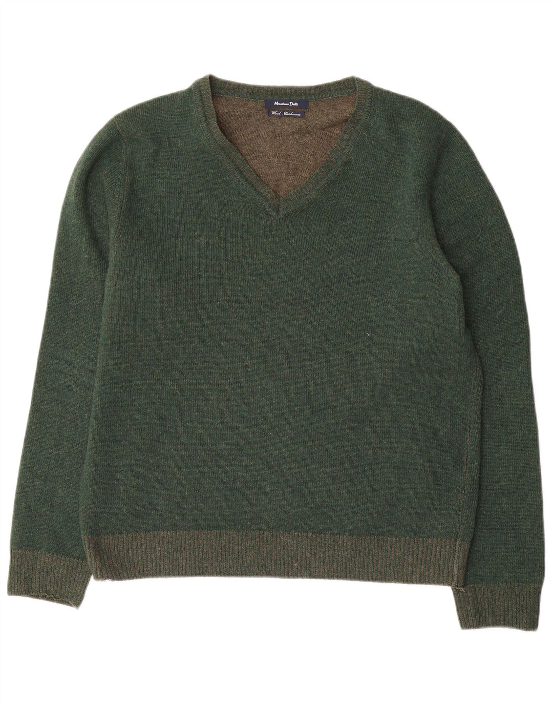 Pulover Massimo Dutti pentru bărbați cu decolteu în V, lână verde medie