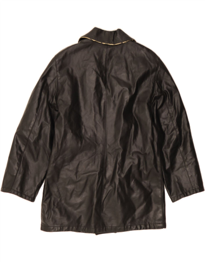 VINTAGE Womens Leather Coat IT 46 Large Black Leather Vintage Vintage and Second-Hand Vintage from Messina Hembry 