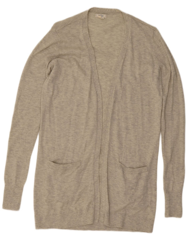 Fat Face Womens Longline Open Cardigan Pulover UK 12 Medium Grey Flecked