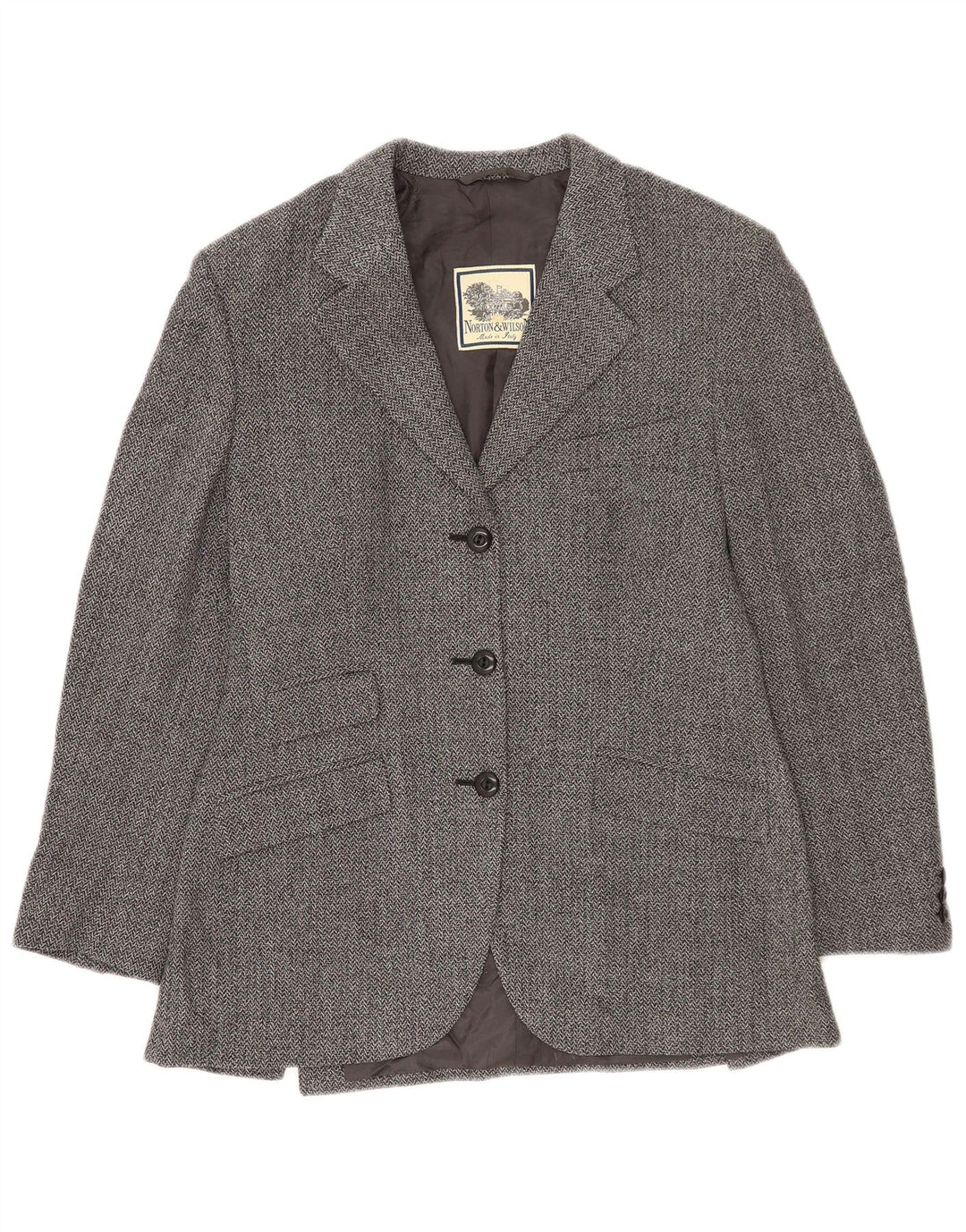 Jachetă Blazer pentru femei Norton & Wilson, cu 3 nasturi, UK 12, Gri mediu, în oase