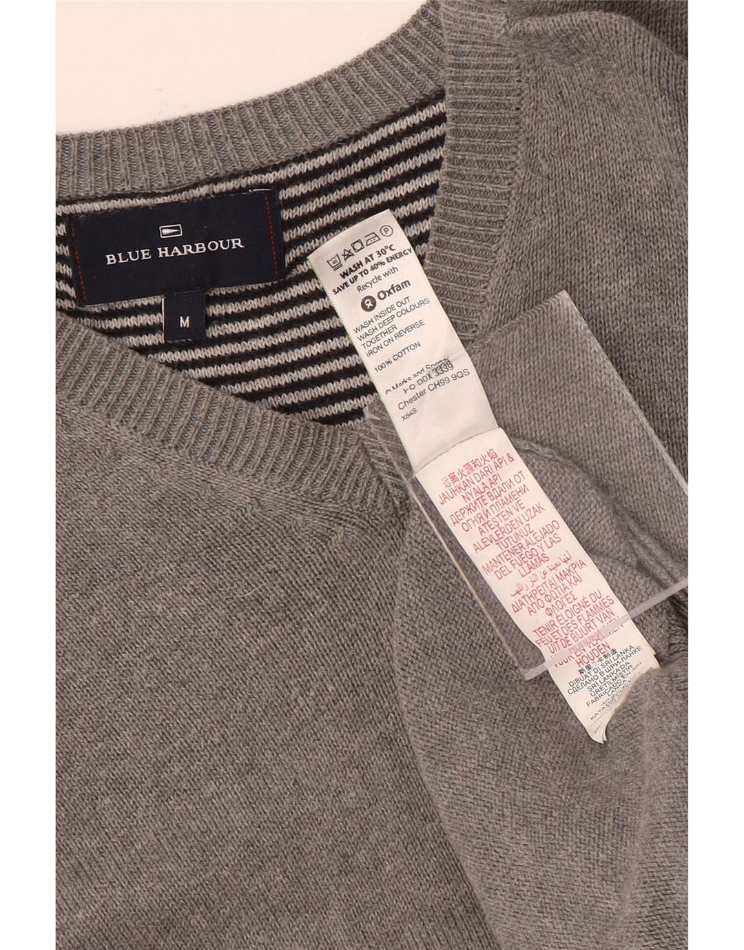 Pulover Marks & Spencer pentru bărbați, Blue Harbour, cu decolteu în V, bumbac, gri mediu