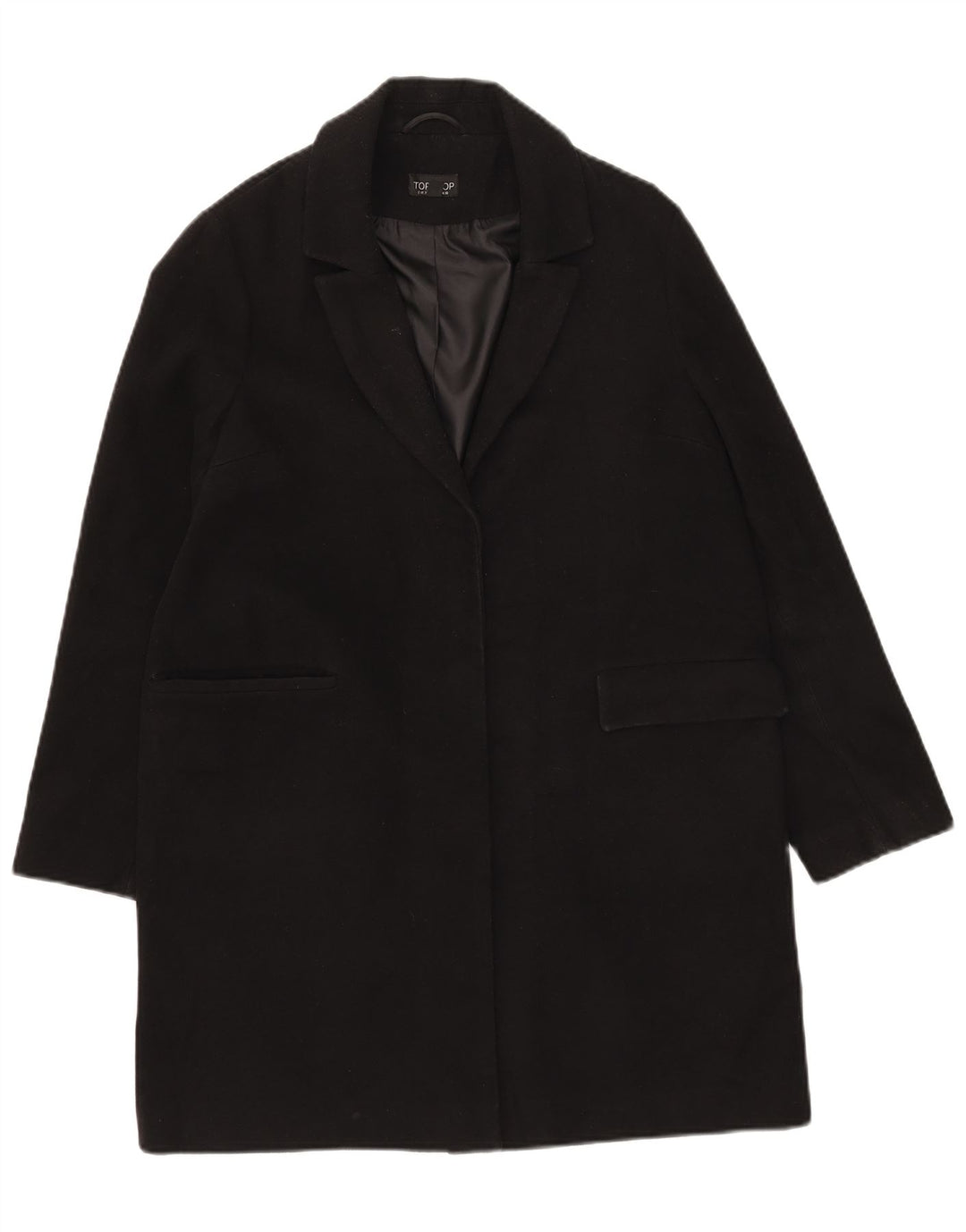 Topshop pardesiu deschis pentru femei UK 10 mic poliester negru