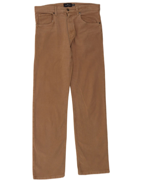 Marks & Spencer Mens Blue Harbour Straight Casual Trousers W32 L33 Beige