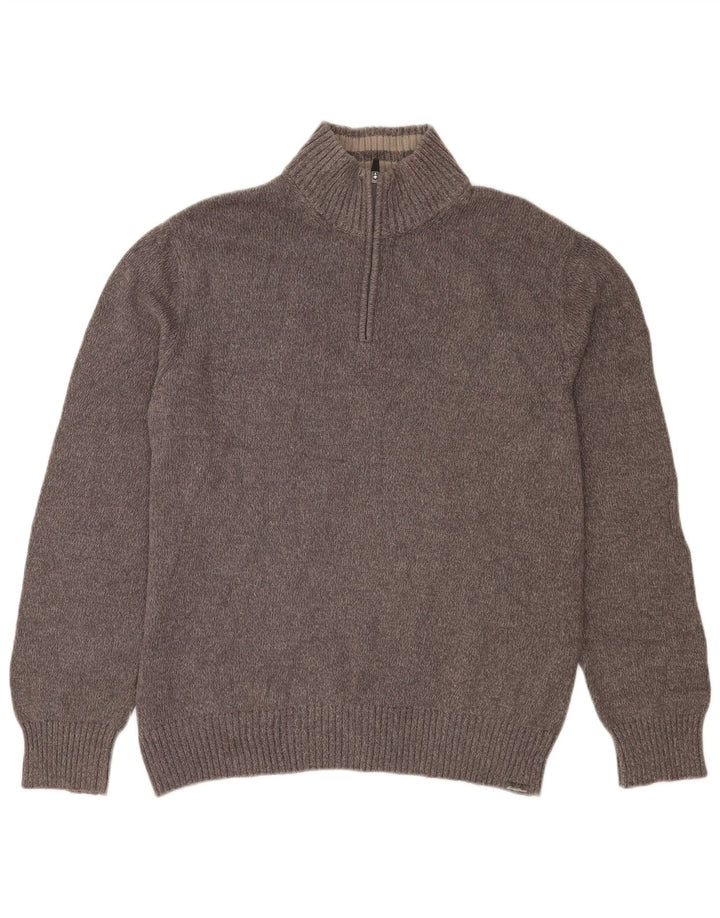 Pulover pentru bărbați Eddie Bauer, cu fermoar, cu gât, bumbac mare, cu pete gri