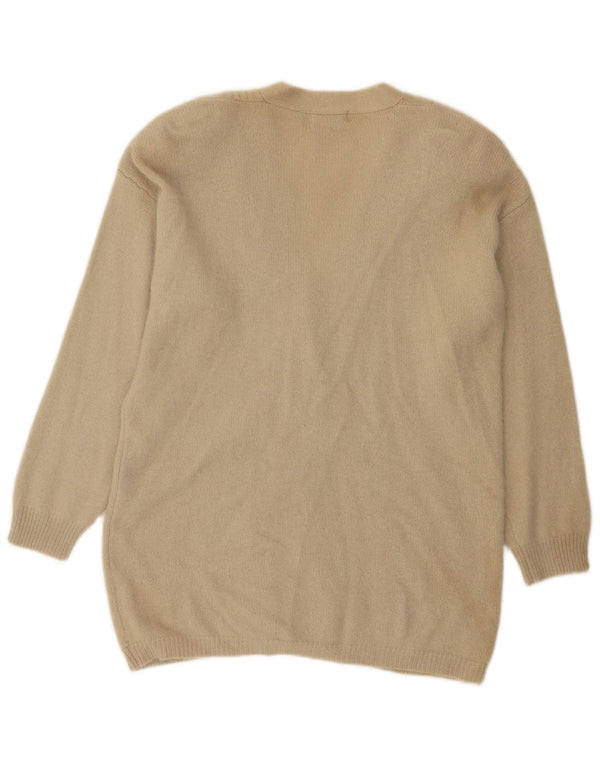 Pulover cardigan cu paragate vintage pentru femei UK 16 mare, bej, lână de miel
