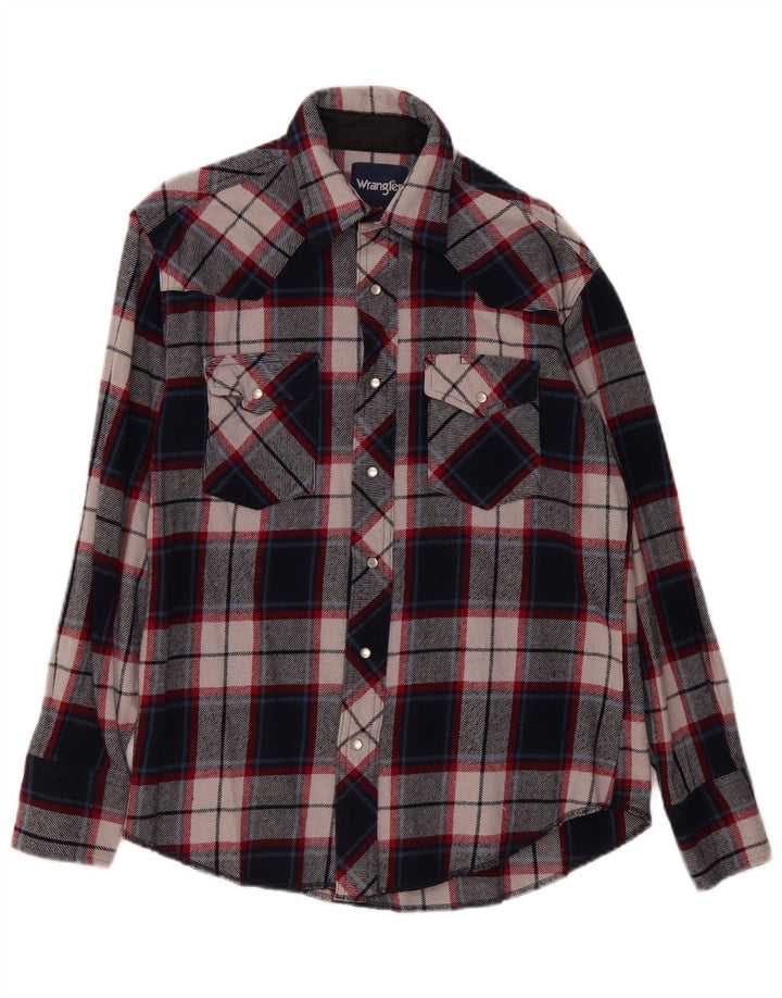 Cămașă de flanel pentru bărbați Wrangler, bumbac cu carouri, albastru bleumarin mediu