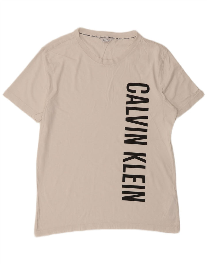 Tricou grafic Calvin Klein pentru bărbați Top mediu din bumbac alb