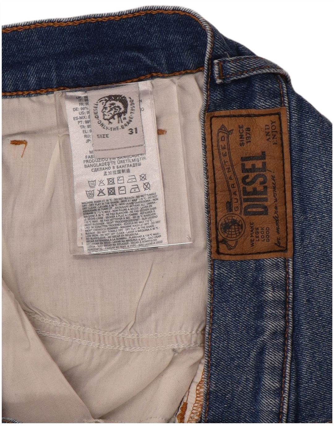 DIESEL Pantaloni scurți din denim învechit pentru femei W31, bumbac albastru mediu