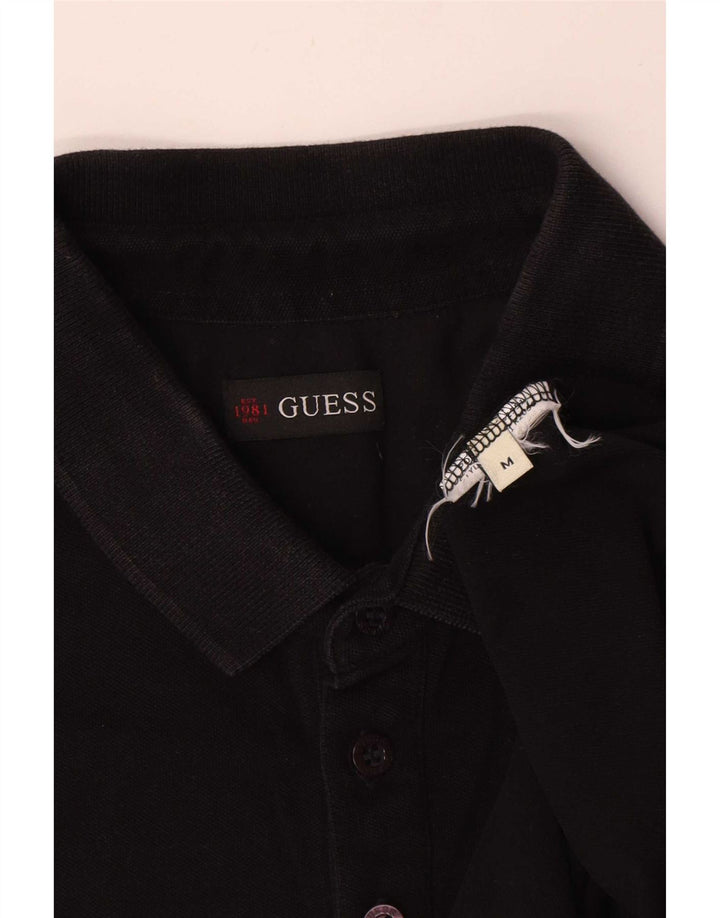 Tricou polo Guess pentru bărbați, bumbac mediu negru