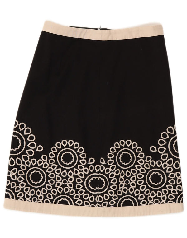 Fusta midi Boden pentru femei UK 8 Small W28 Bumbac floral negru