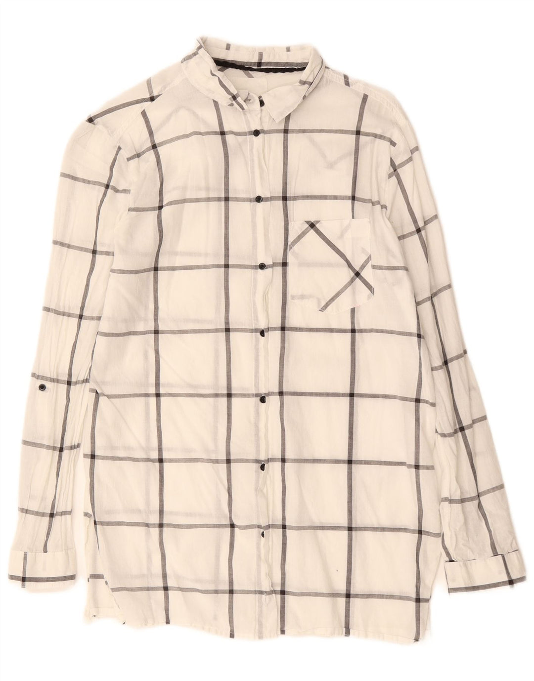 Cămașă Brugi Femei UK 14 Medium White Check Bumbac