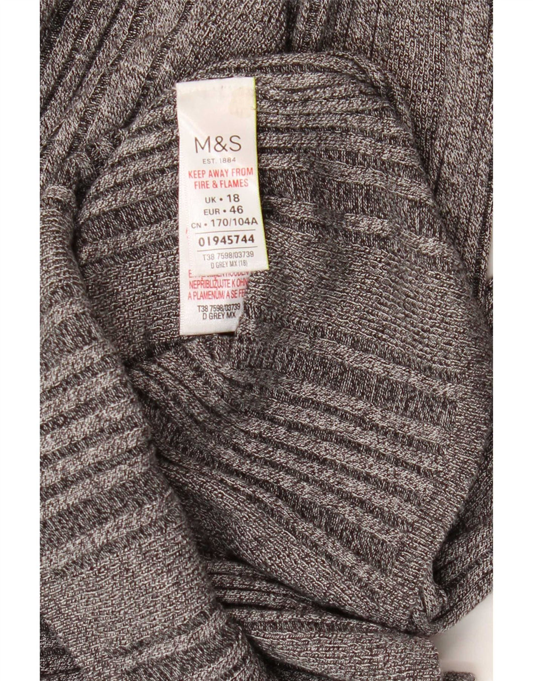 Top pentru femei Marks & Spencer cu mânecă lungă UK 18 XL, gri viscoză