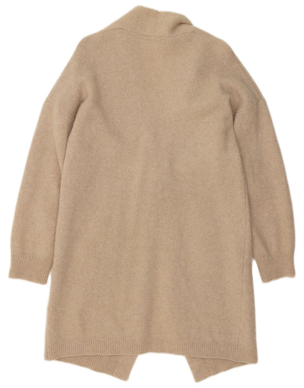Pulover cardigan cu paragate Benetton pentru femei UK 14 Lână mare bej