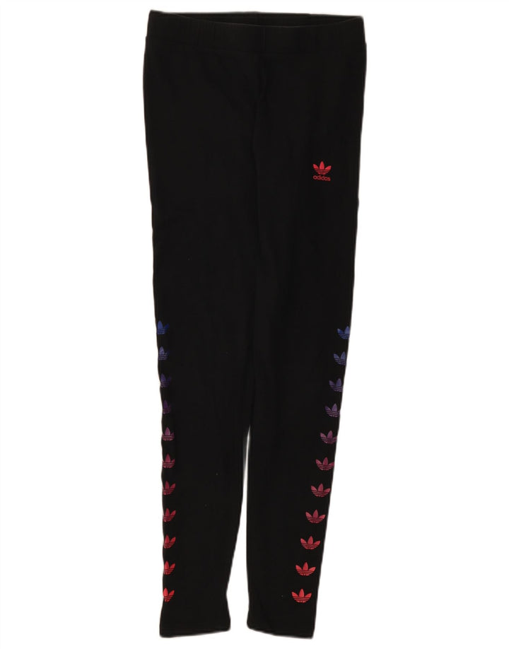 Leggings grafic Adidas pentru femei UK 12, bumbac mediu negru