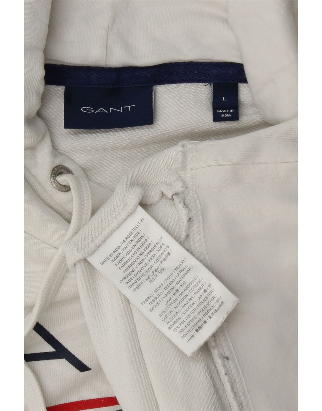 Gant Pulover cu glugă grafic pentru bărbați, mare, alb, din bumbac