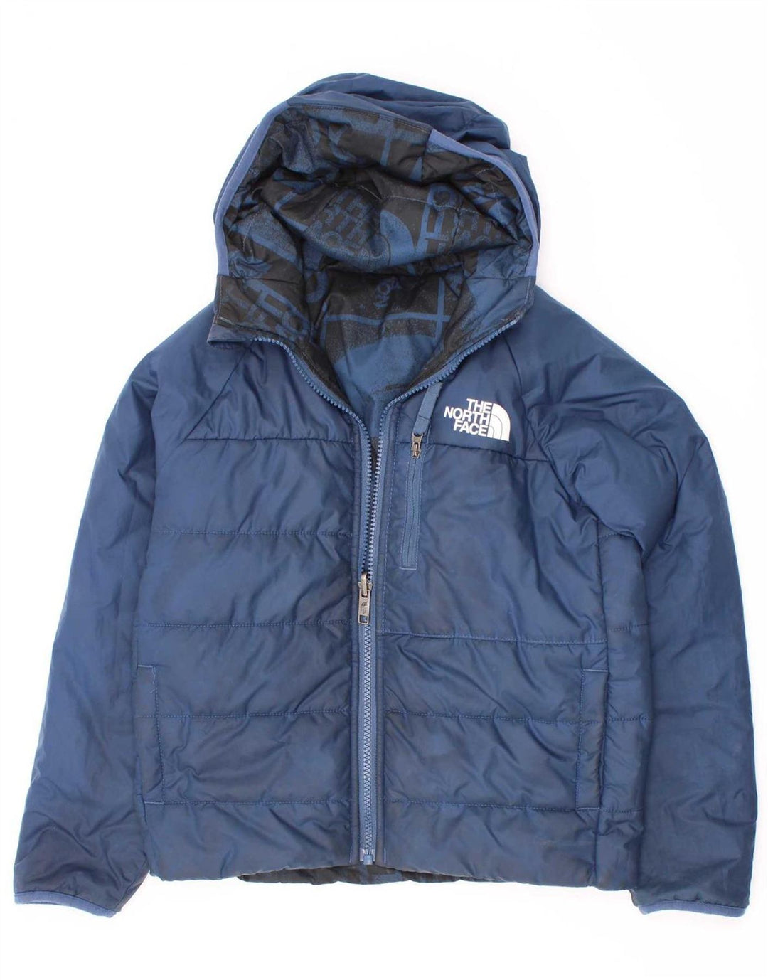The North Face Boys Graphic Reversibilă căptușită Jachetă 7-8 ani Small Blue