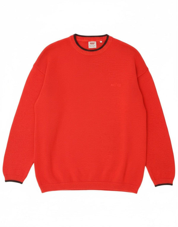 Levi's Mens Crew Neck Jumper Sweater XL Red Cotton