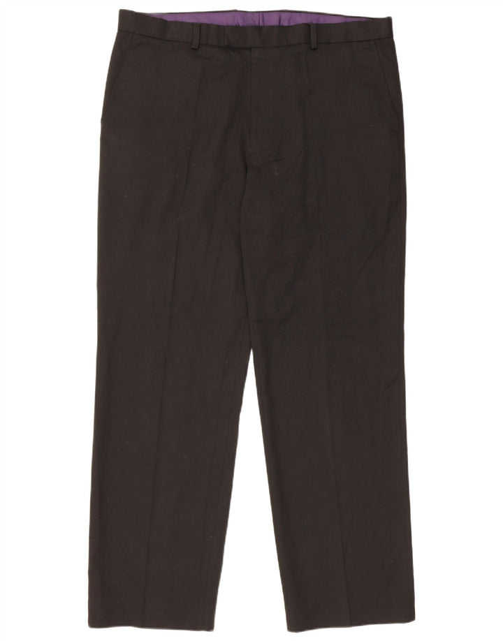 Pantaloni de costum pentru bărbați Marks & Spencer, cu ajustare normală, L38 L31, poliester negru