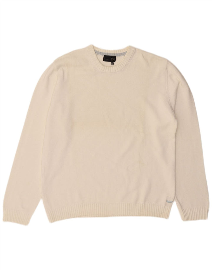 Pulover pentru bărbați Gas cu gât roșu, bumbac alb 2XL