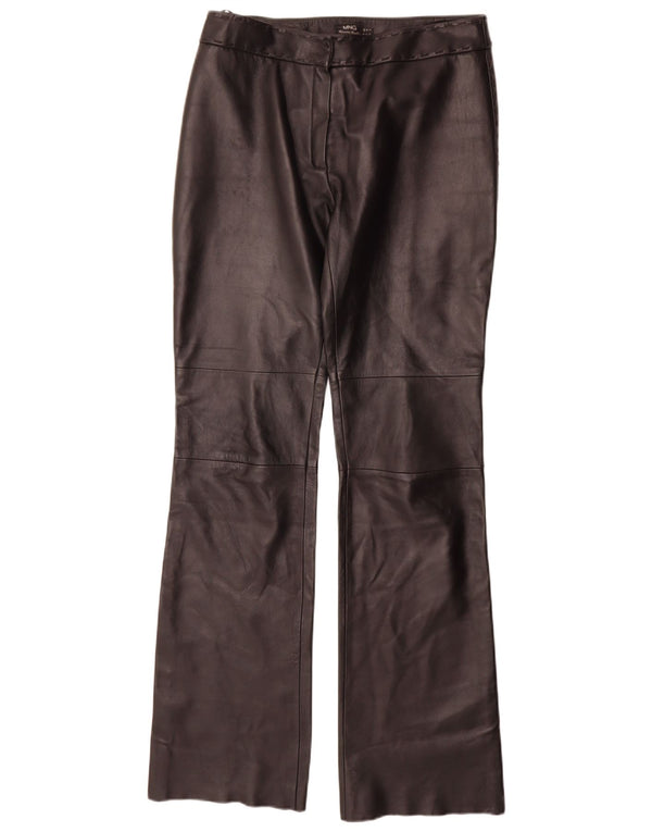 Pantaloni drepti din piele Mango pentru femei IT 42 Medium W30 L35 Negru