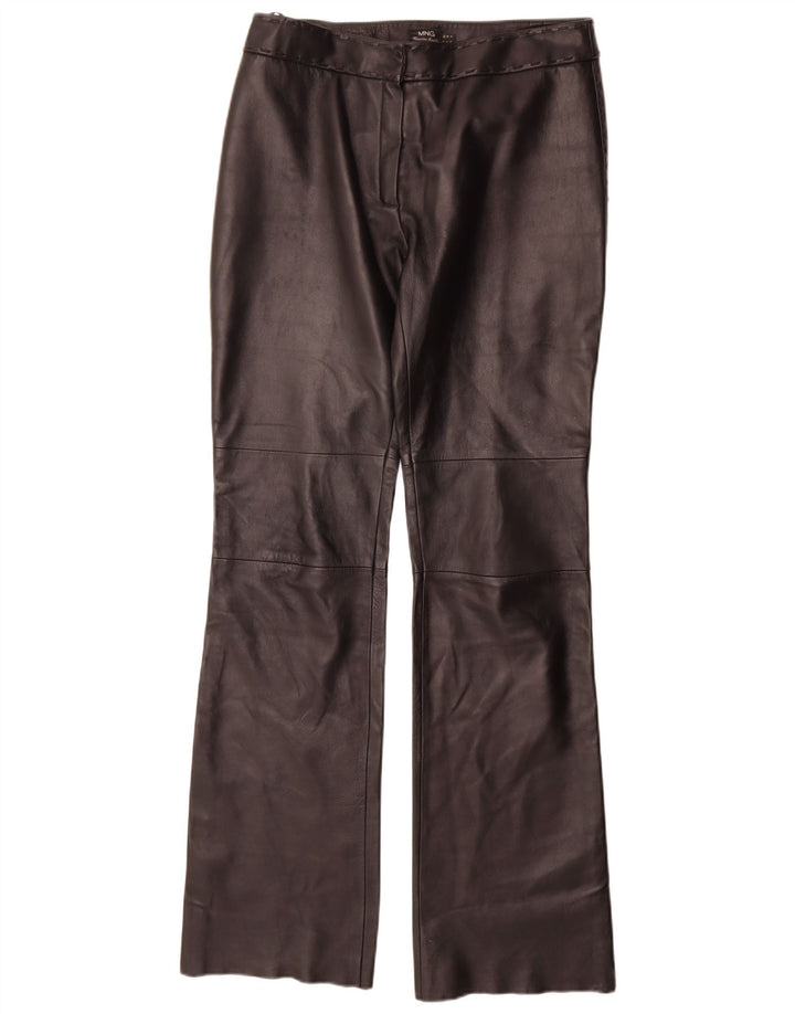 Pantaloni drepti din piele Mango pentru femei IT 42 Medium W30 L35 Negru