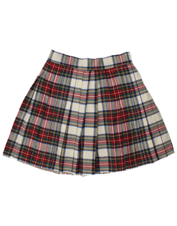 Swish Womens Mini Pleated Skirt IT 44 Medium W28 Multicoloured Plaid Wool