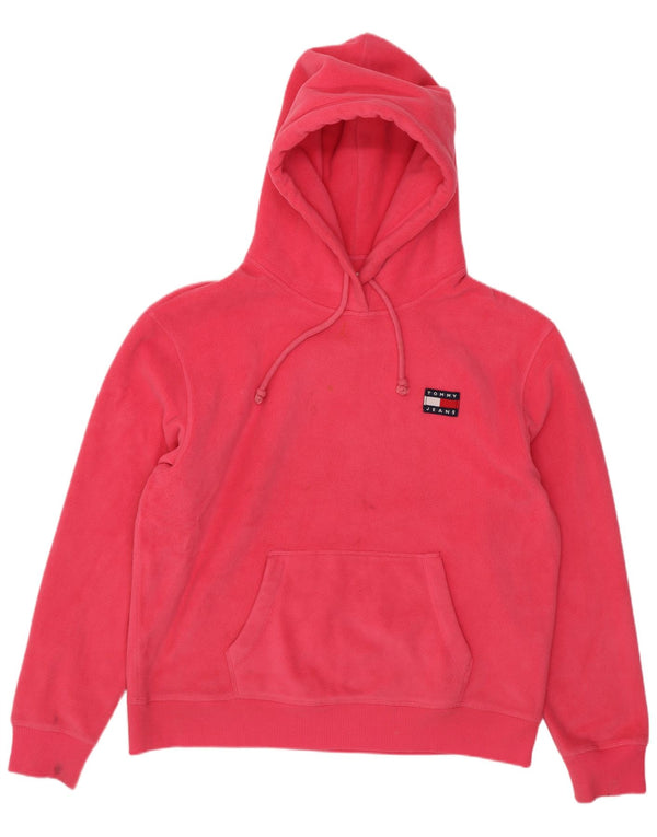 Pulover Tommy Hilfiger pentru damă, fleece, cu formă lejeră, cu glugă, UK 14, roz mediu