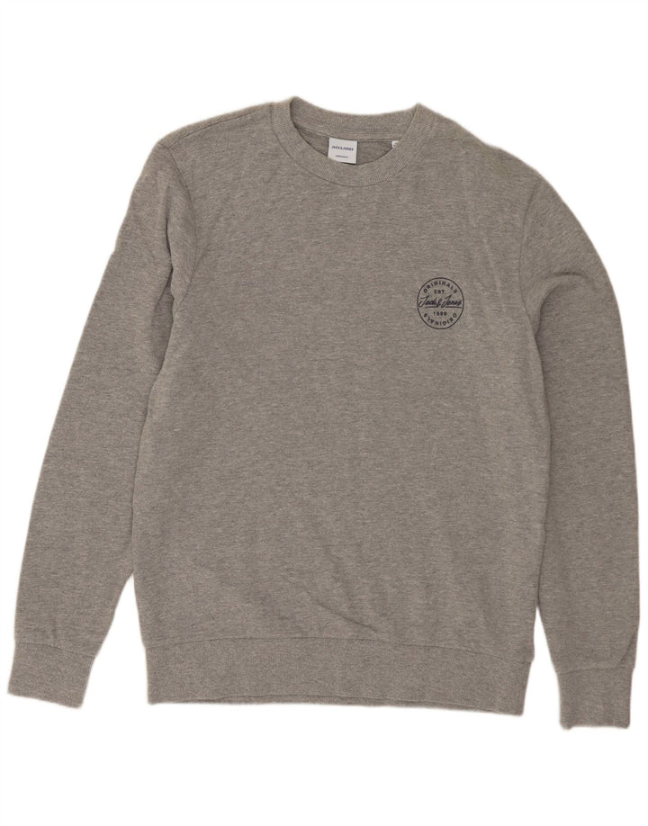 Pulover Jack & Jones pentru bărbați, bumbac cu pete, gri mediu