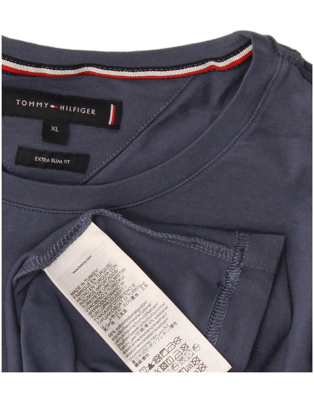 TOMMY HILFIGER Tricou Bărbați Extra Subțire Top XL Bumbac Bleumarin
