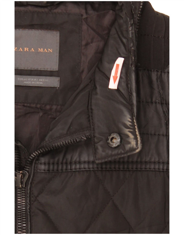 Jachetă matlasată cu glugă pentru bărbați ZARA UK 38 Medium Black