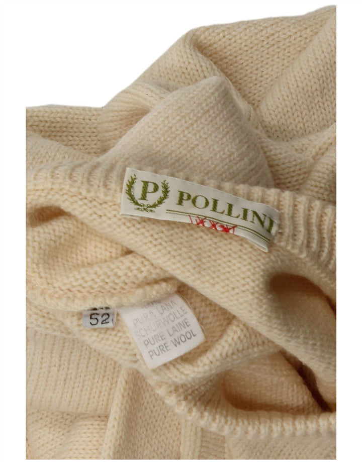 Pulover pentru bărbați Pollini cu decolteu rotund IT 52 Lână mare bej
