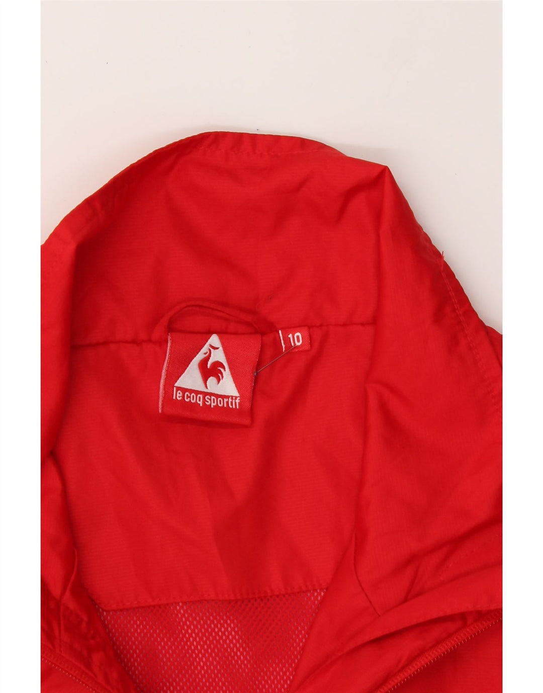 LE COQ SPORTIF Womens Graphic Rain Jacket UK 10 Small  Red Polyester Vintage Le Coq Sportif and Second-Hand Le Coq Sportif from Messina Hembry 