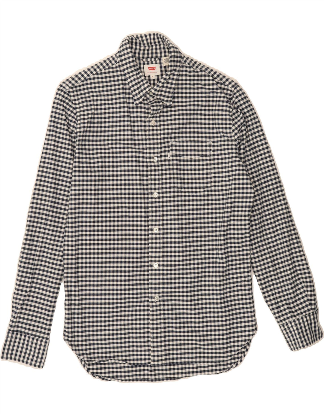 LEVI'S Mens Shirt Small Navy Blue Check Cotton Vintage Levi's and Second-Hand Levi's from Messina Hembry 