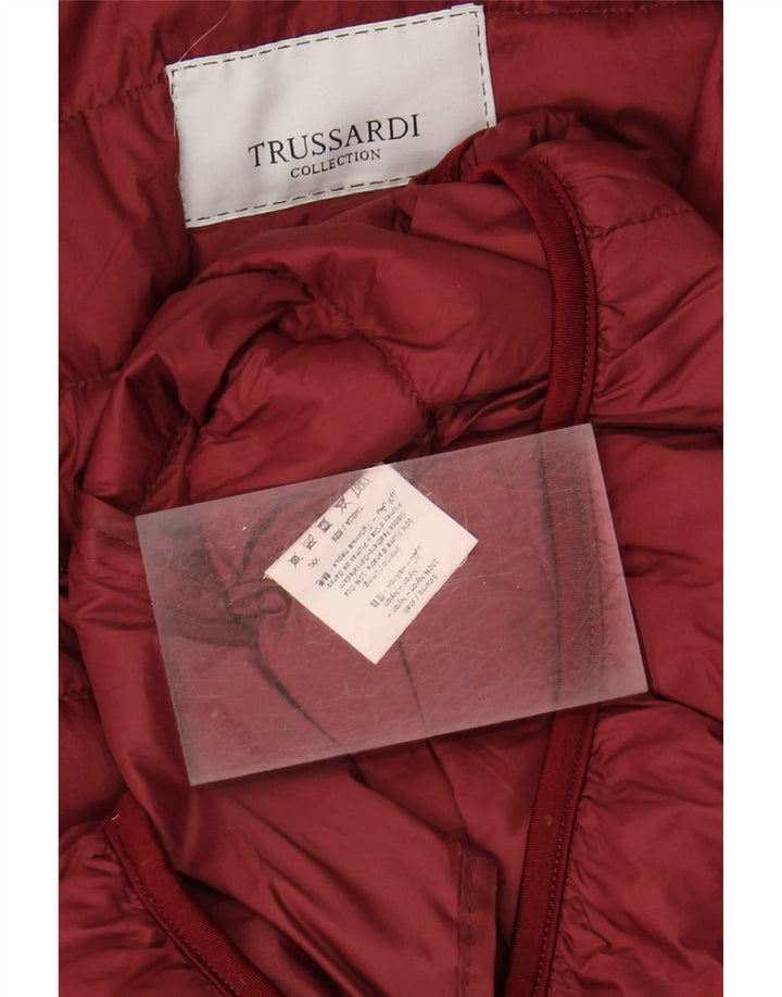 TRUSSARDI Mens Padded Jacket UK 44 2XL Red Nylon