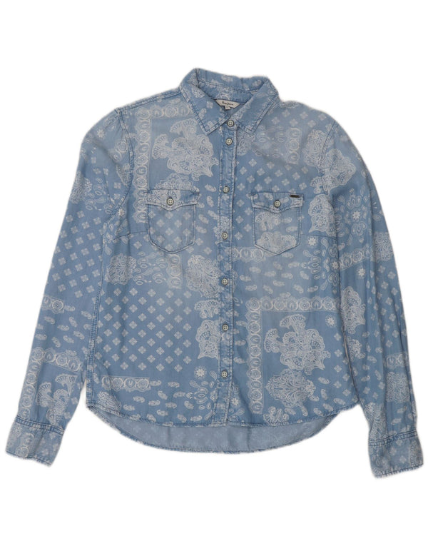 Cămașă de blugi pentru femei PEPE Jeans UK 14 Large Blue Paisley Lyocell