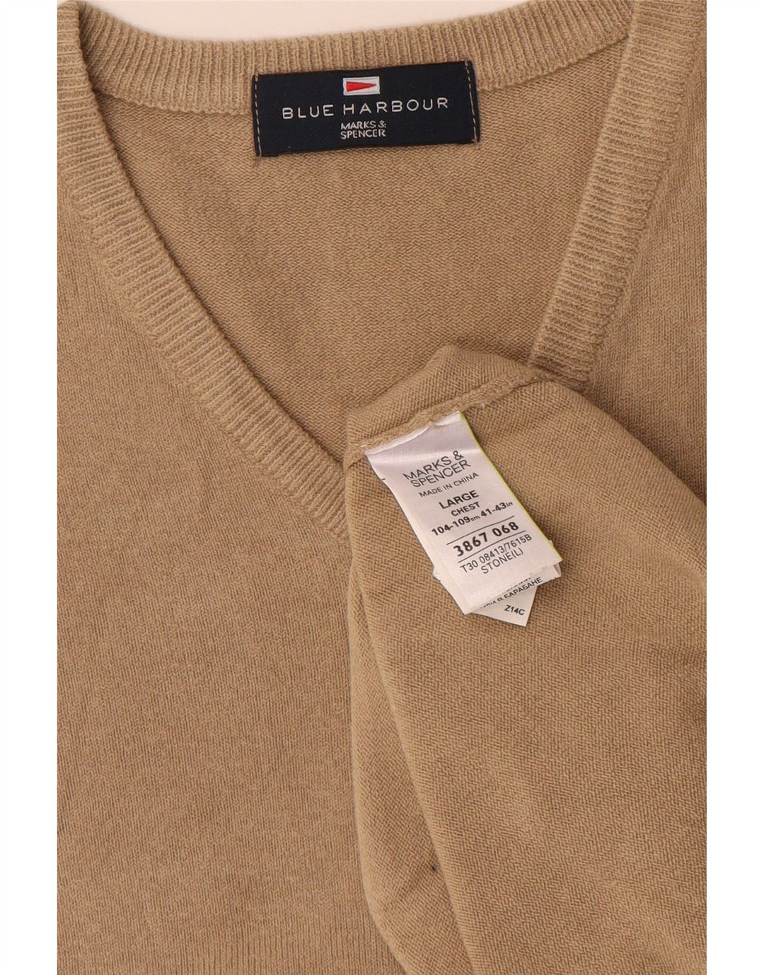 MARKS & SPENCER Pulover cu decolteu în V pentru bărbați Marea Britanie 41/43 Bej mare