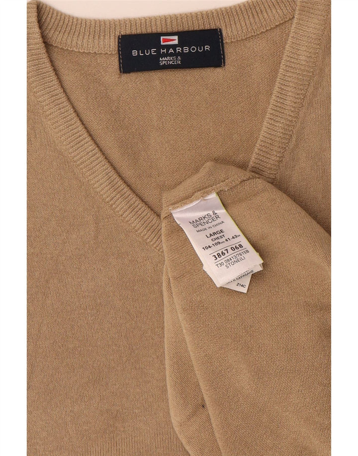MARKS & SPENCER Pulover cu decolteu în V pentru bărbați Marea Britanie 41/43 Bej mare