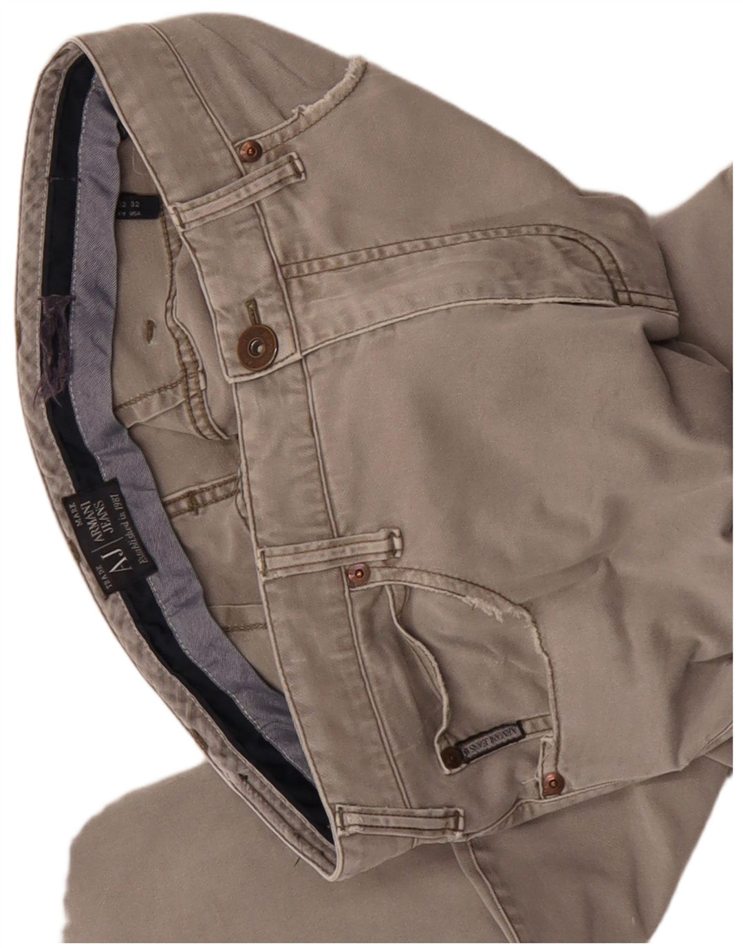 ARMANI Pantaloni Drepți Casual Bărbați L32 L30 Bumbac Gri