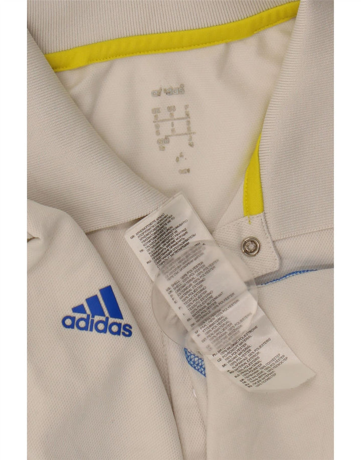 Tricou polo ADIDAS Climalite pentru bărbați, poliester alb mic