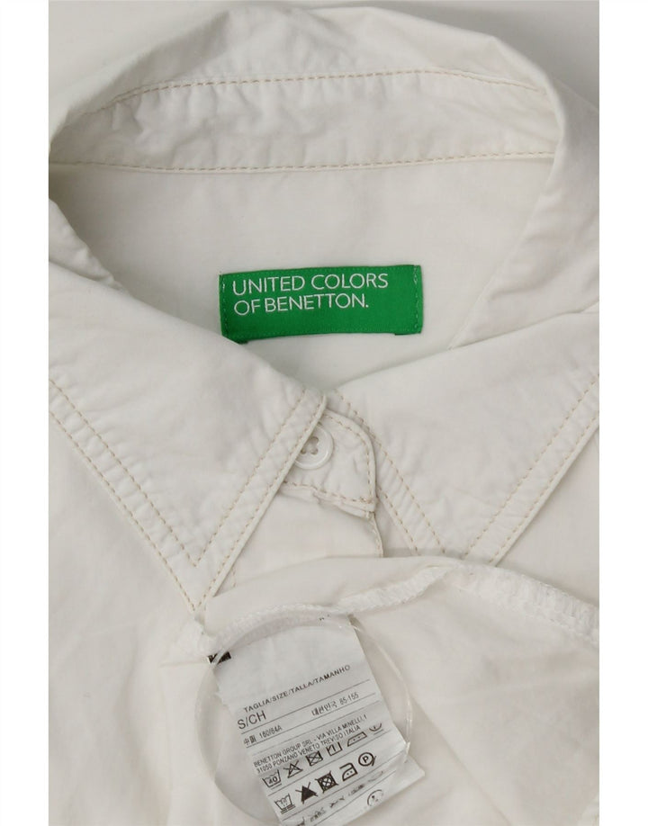 Cămașă supradimensionată pentru femei Benetton UK 10 Bumbac alb mic
