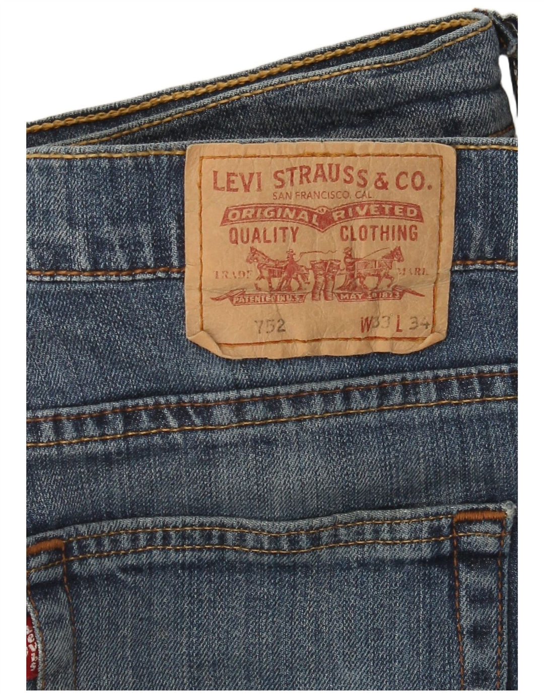 Blugi drepti pentru bărbați Levi's 752 W33 L31 Bumbac albastru
