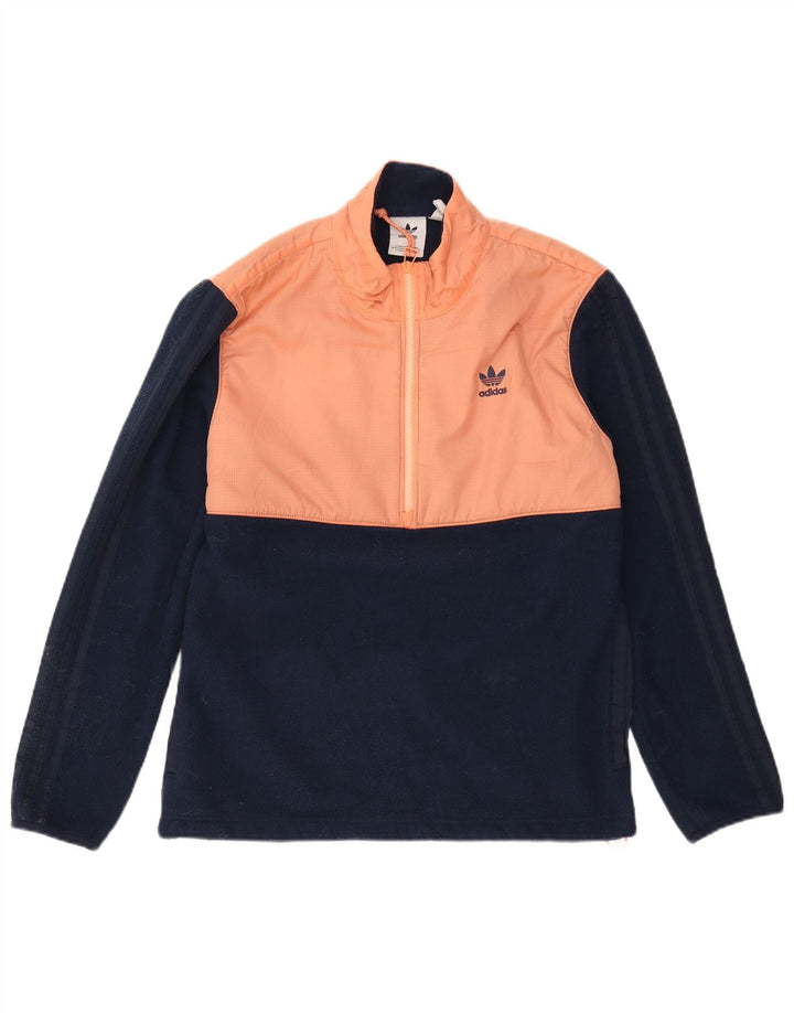 Pulover pentru bărbați Adidas, cu fermoar și gât, din fleece, mic, albastru, poliester color