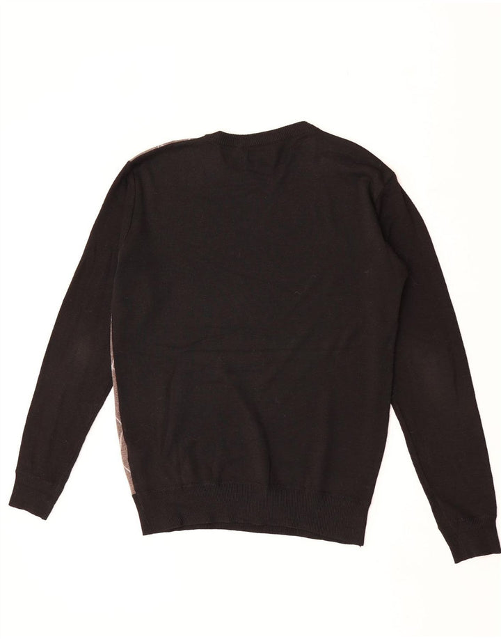 Pulover pentru bărbați Pierre Cardin cu gât crew pulover mediu negru Argyle/Diamond