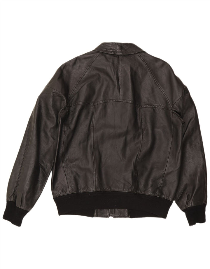 Jachetă Bomber din piele pentru bărbați Alta Moda IT 54 2XL Negru