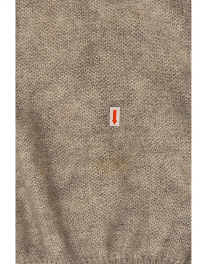 VINTAGE Pulover cu gât țestoasă pentru femei UK 18 XL Mohair floral gri