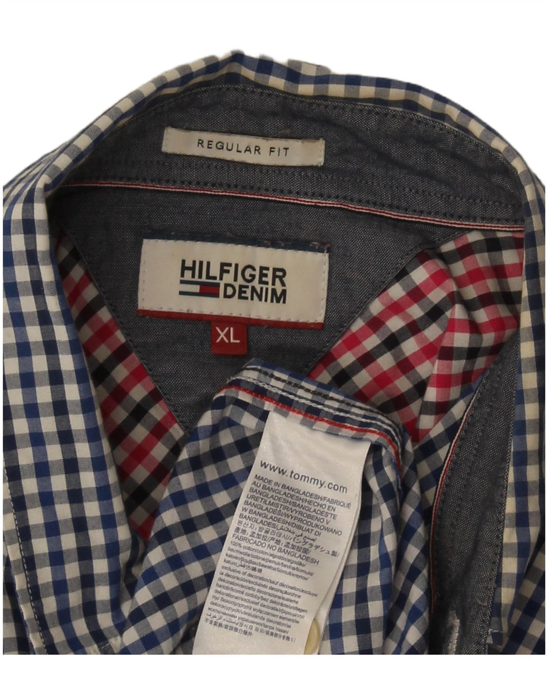 Cămașă pentru bărbați Tommy Hilfiger, XL, bumbac vichy albastru